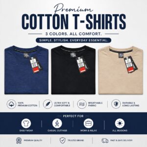 3টি Premium Cotton T-Shirt Combo